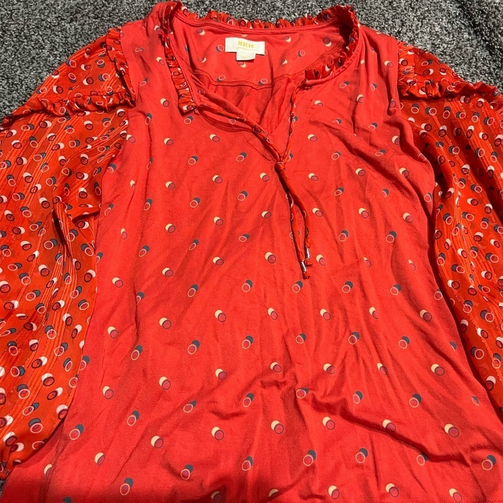 Anthropologie Maeve Jacquin viscose ruffle
Peasant Blouse shirt small boho - Picture 5 of 6